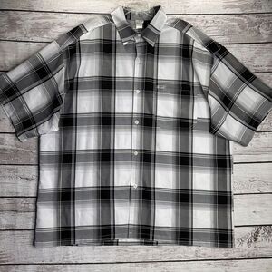 Vintage Caltop Plaid Button Up Shirt Men's Size‎ 6xl Black Made In USA